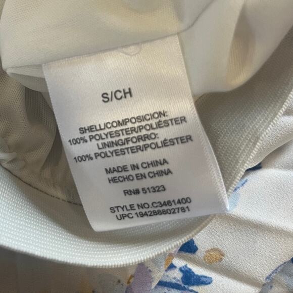 Vince Camuto Pleated Midi Skirt Womens Small Ivory Floral Elastic Waist Lined - Picture 5 of 9